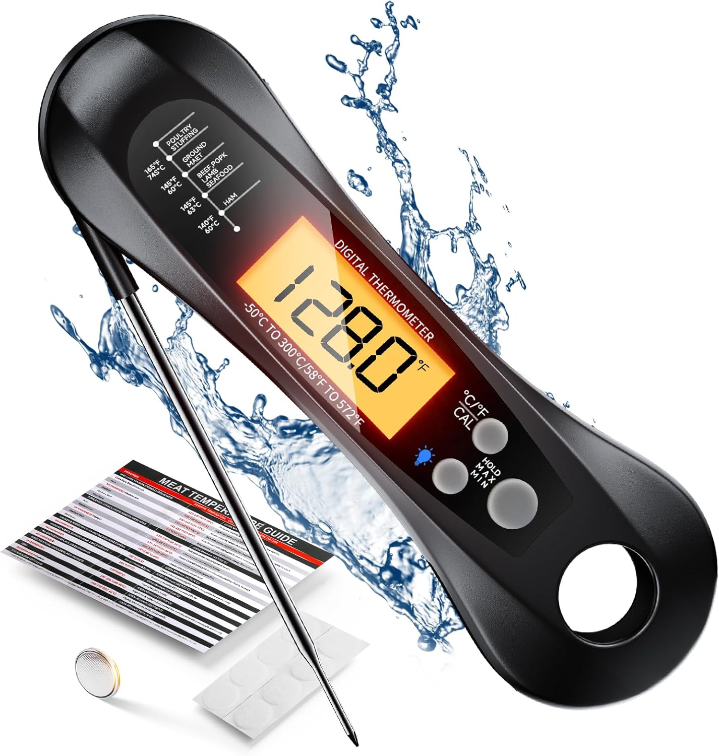 Kitchen Baking Utensil - Digital Meat Thermometer Waterproof IP67 with