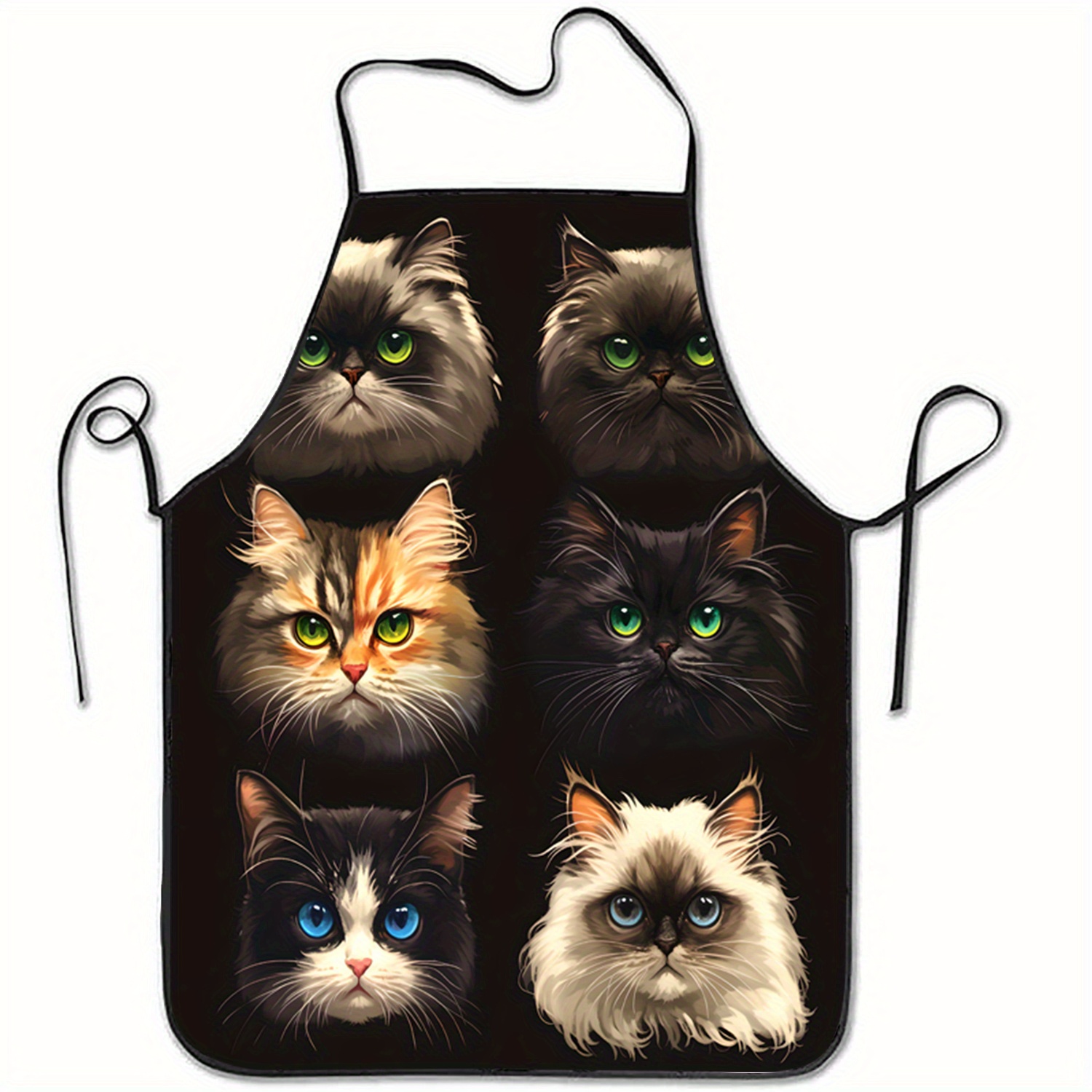 Cat Face Portrait Apron Black  – обзор и цена Kitchen Baking Background