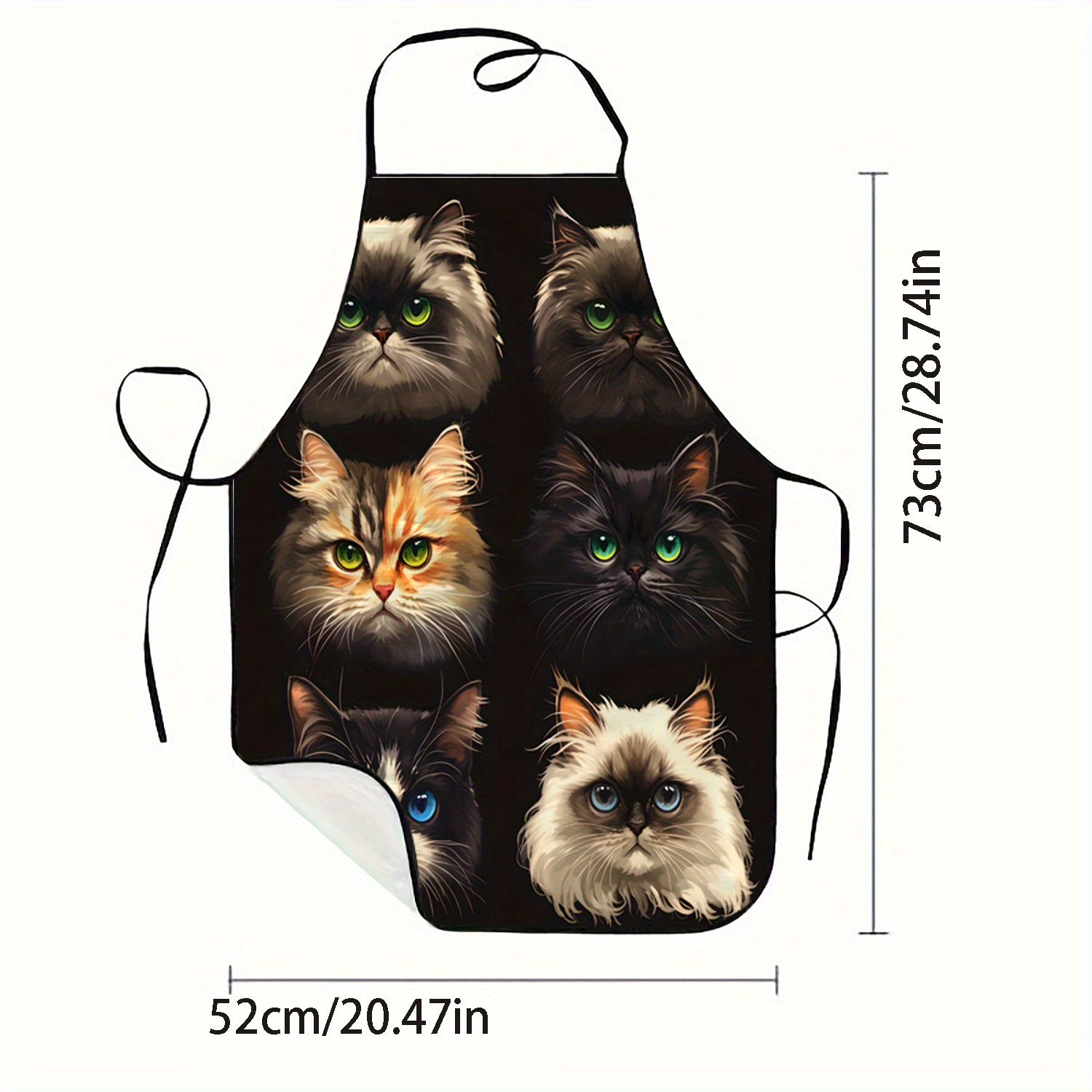 Cat Face Portrait Apron Black  – обзор и цена Kitchen Baking Background