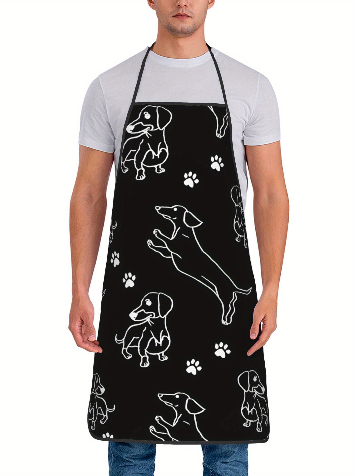 Dachshund Paw Print Apron Blac – обзор и цена Kitchen Baking Background