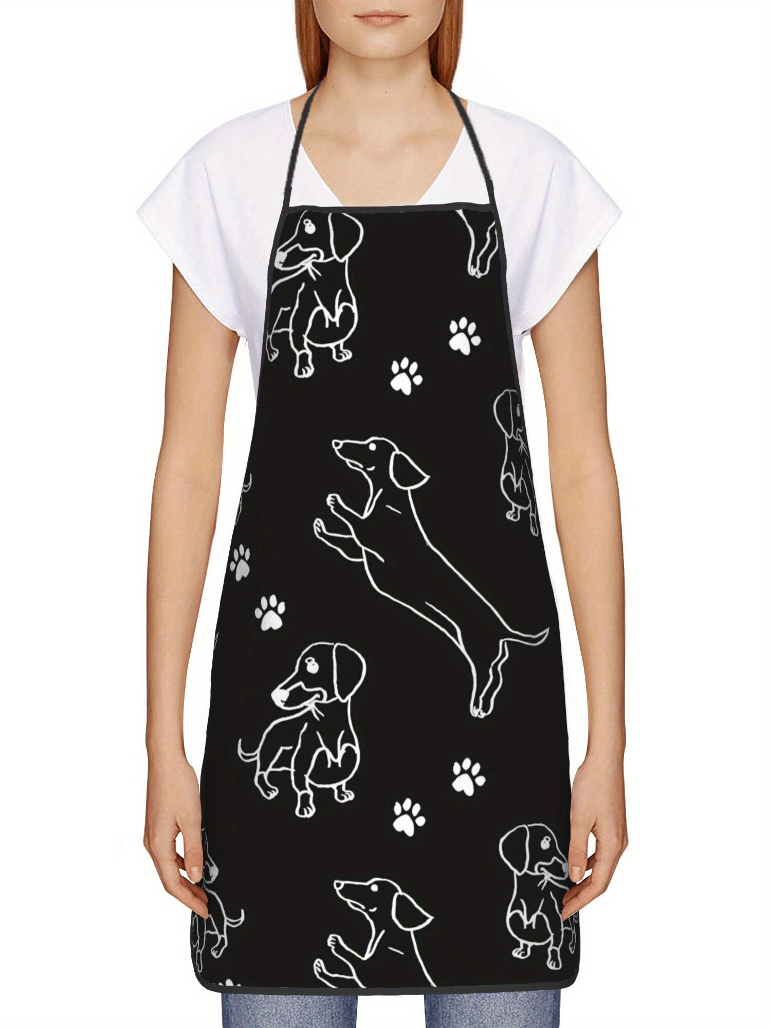 Dachshund Paw Print Apron Blac – обзор и цена Kitchen Baking Background