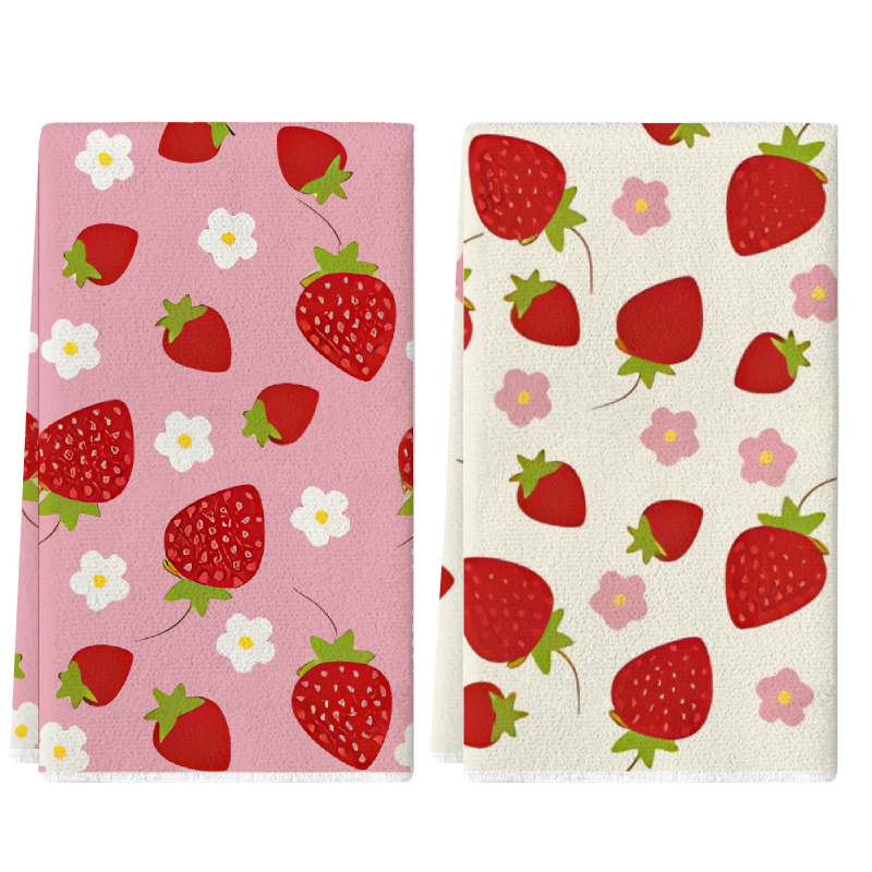 2Pcs, Pink and White Strawberr – обзор и цена Kitchen Baking Cloth