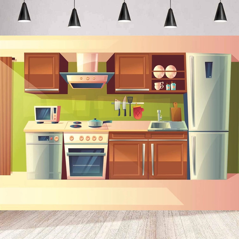 Photography Backdrop Cartoon K – обзор и цена Kitchen Baking Background