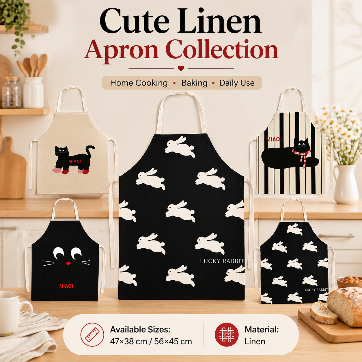 Cute Black Cat White Rabbit Li – обзор и цена Kitchen Baking Cloth