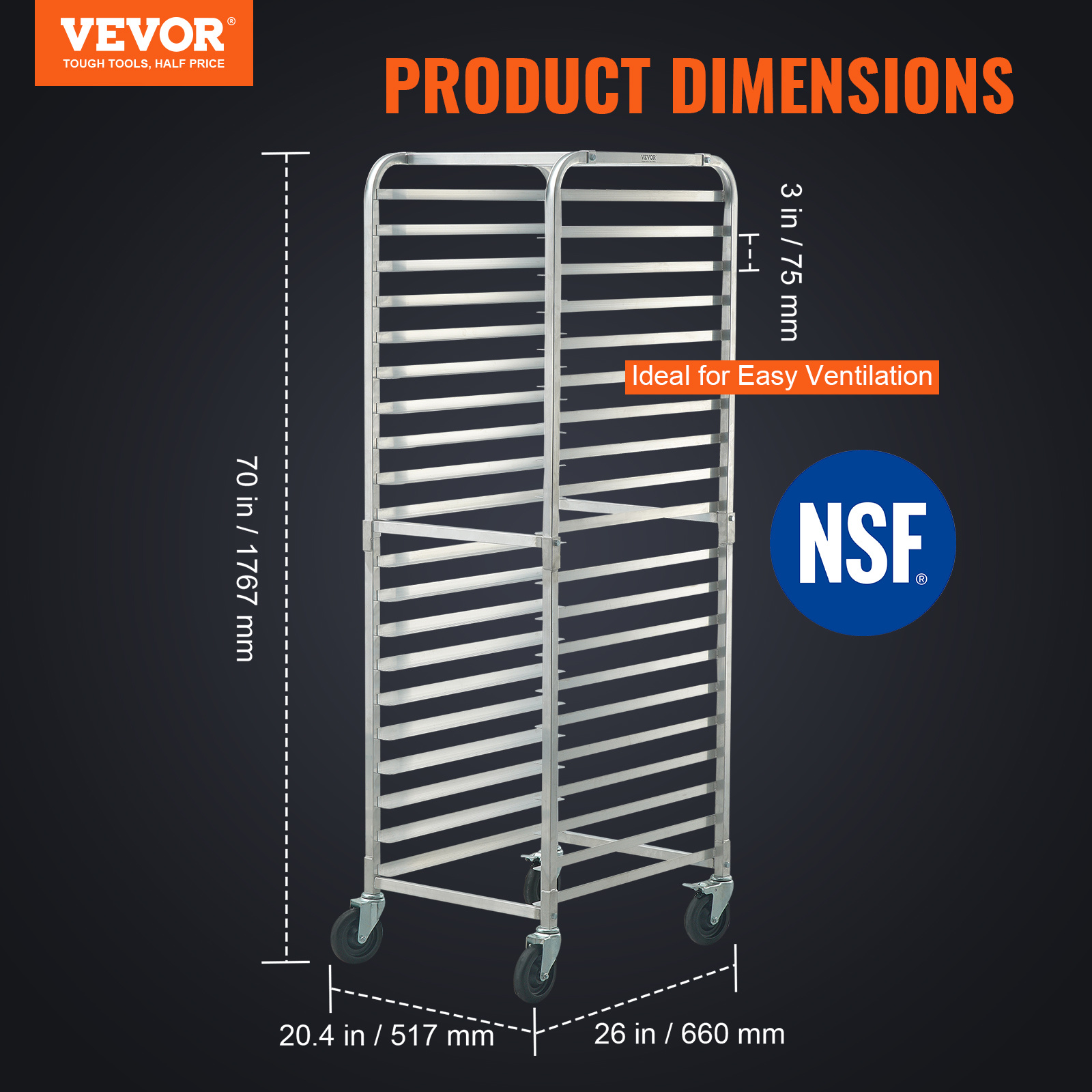 VEVOR Bun Pan Rack, 20-Tier Co – обзор и цена Kitchen Baking Trolley