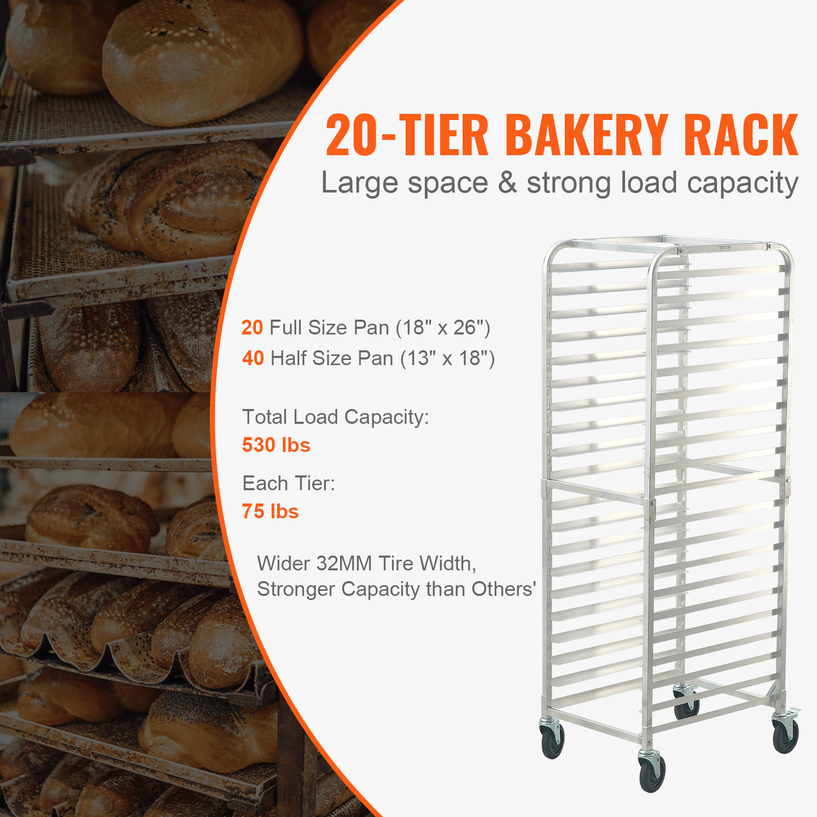VEVOR Bun Pan Rack, 20-Tier Co – обзор и цена Kitchen Baking Trolley