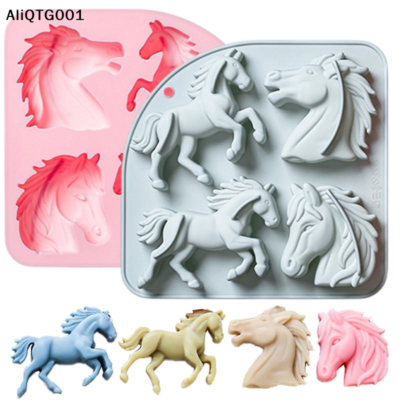4-Cavity 3D Horse Silicone Mol – обзор и цена Kitchen Baking Cake