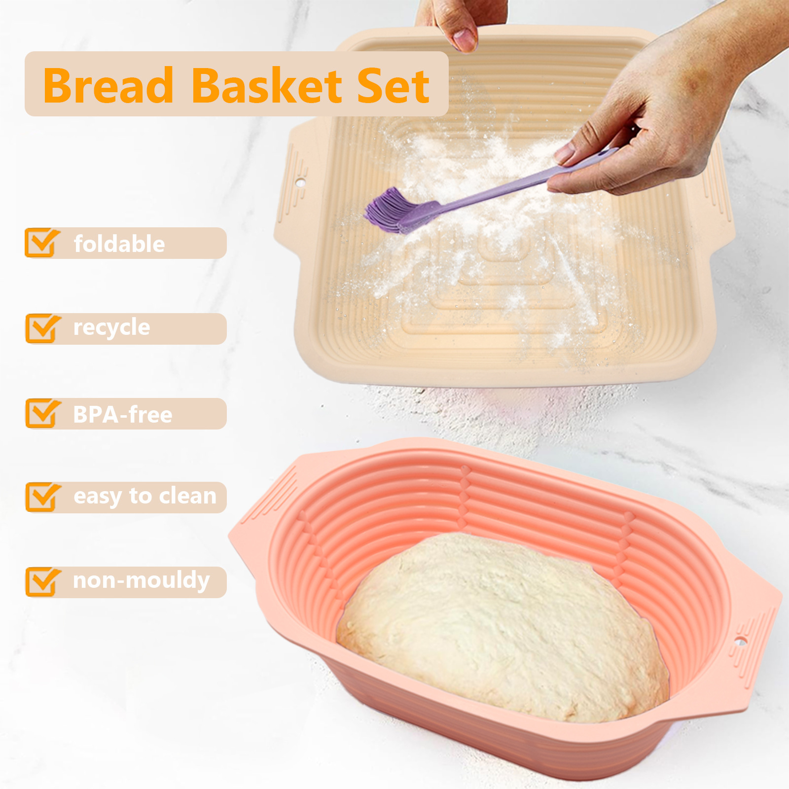 Collapsible Silicone Bread  No – обзор и цена Proofing Basket Banneton