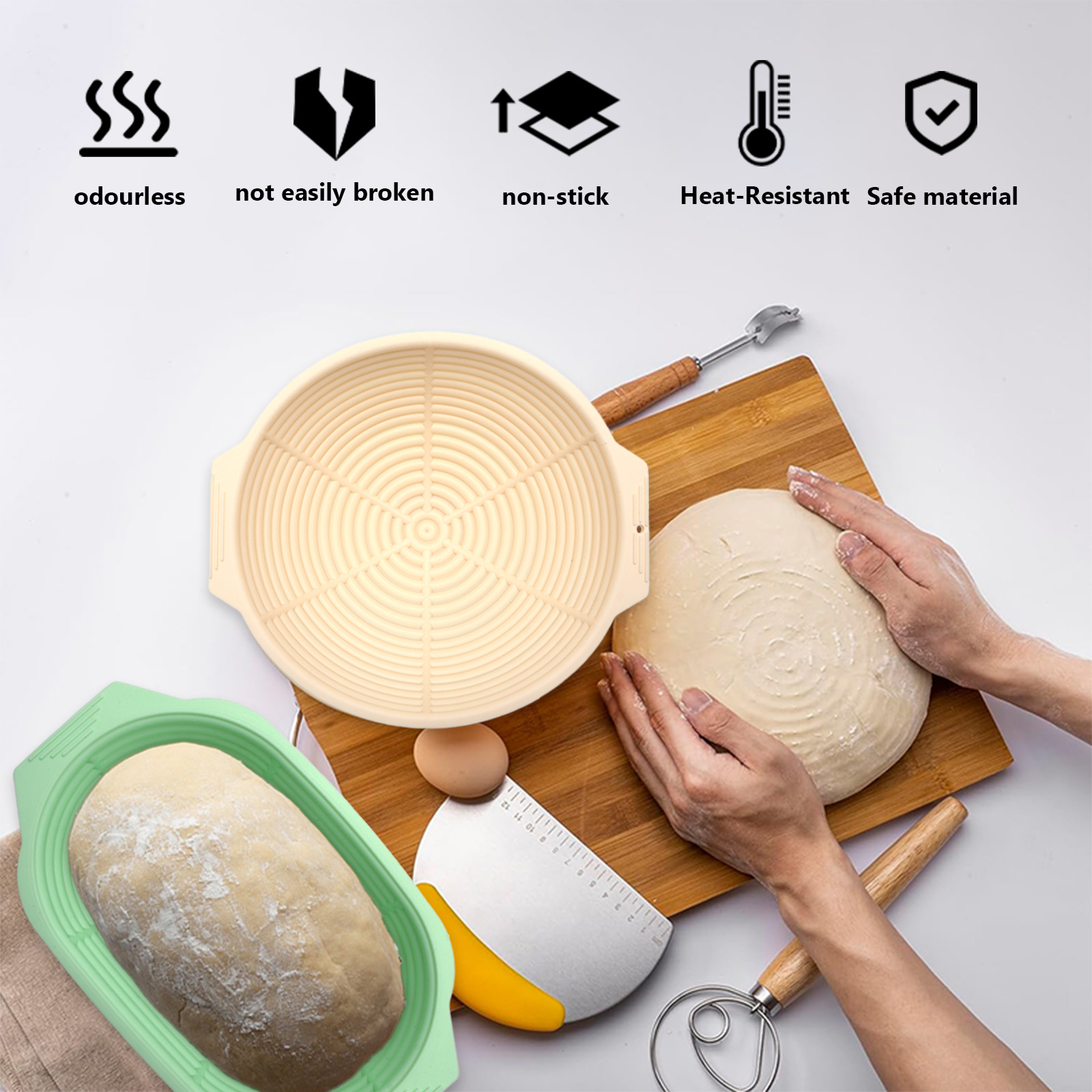 Collapsible Silicone Bread  No – обзор и цена Proofing Basket Banneton