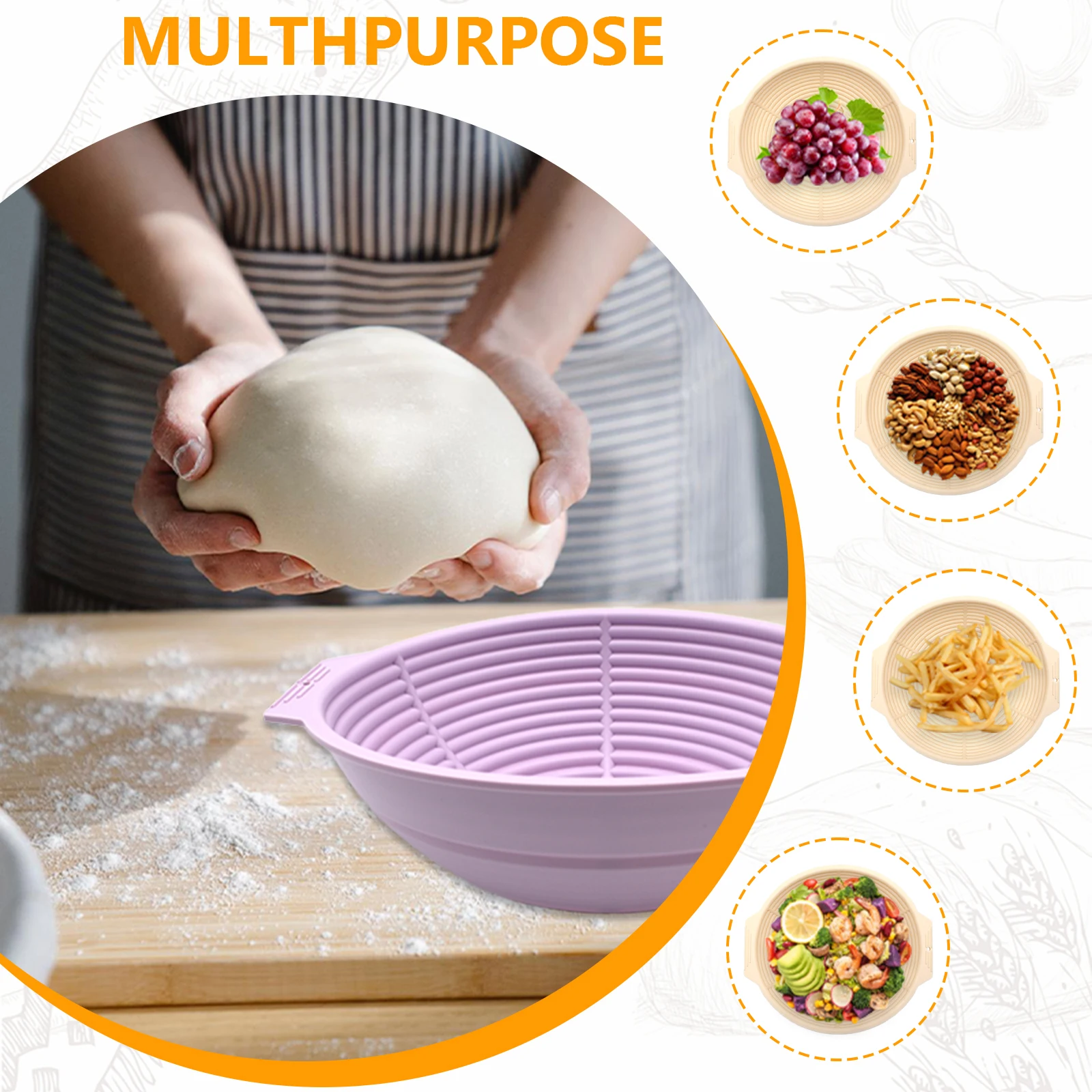 Collapsible Silicone Bread  No – обзор и цена Proofing Basket Banneton